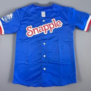 Snapple Baseball Jersey Mens M Button Up Blue Polyester Iced Tea Juice Promo